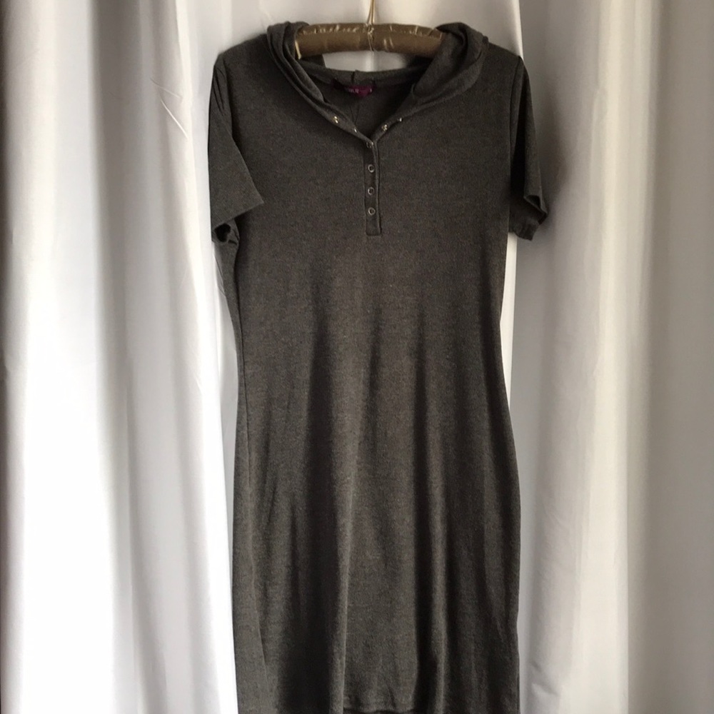 Dark grey mini hooded dress